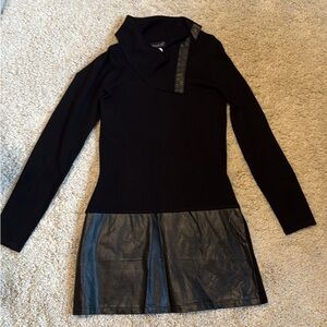 New Venus sweater dress black faux leather long sleeve small but also fit medium